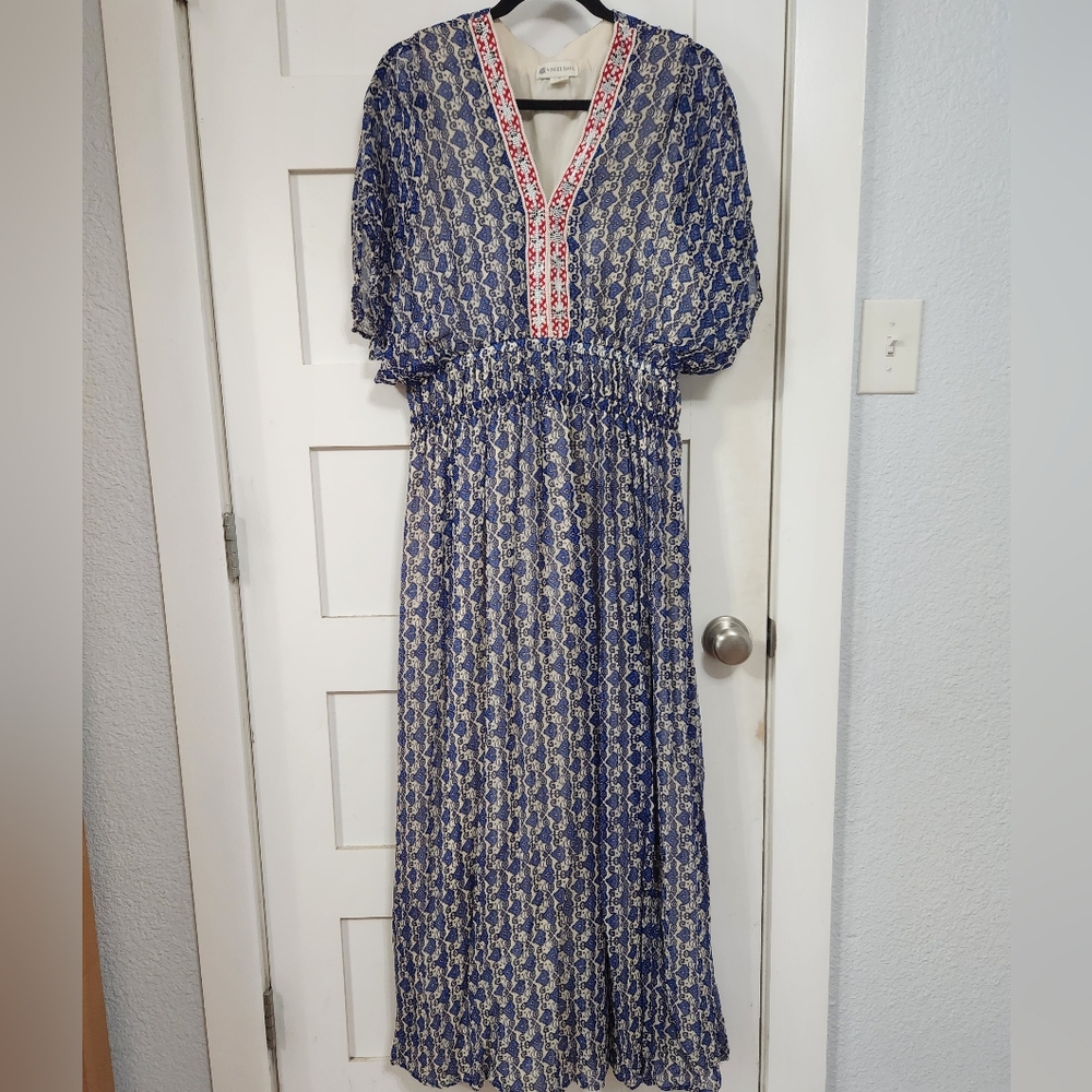 Anthropologie Brand - Vineet Bahl Like New Blue Patterned Maxi Dress, Size 14